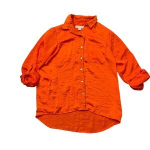 Michael Michael Kors Womens Orange Button-Up Shirt M